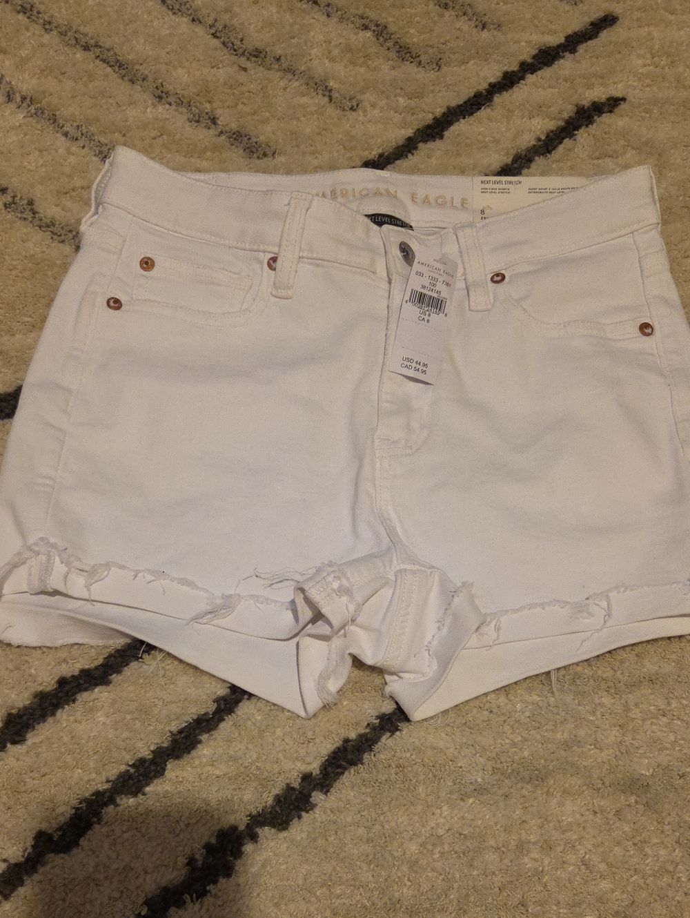 American Eagle Outfitters White Frayed Hem Denim Shorts